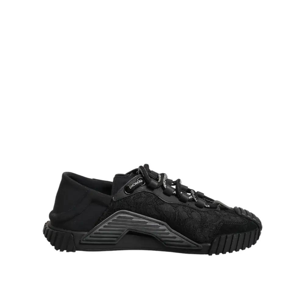 Dolce & Gabbana Schwarze Logo-Spitzen-Sneaker NS1 - EU36.5/US6