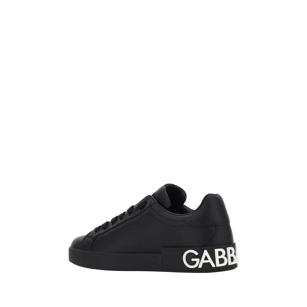 Dolce & Gabbana Schwarze Low-Top-Sneaker aus Kalbsleder Bos Taurus - EU40/US7