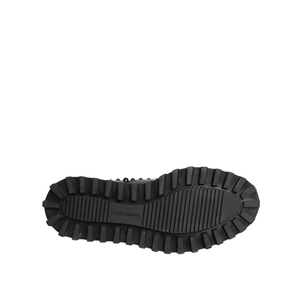 Dolce & Gabbana Schwarze mit Nieten besetzte Lederschnürschuhe für Herren - EU44/US11