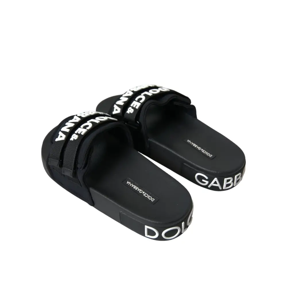 Dolce & Gabbana Schwarze Neopren Slides Flats Beachwear Schuhe - EU35/US4.5
