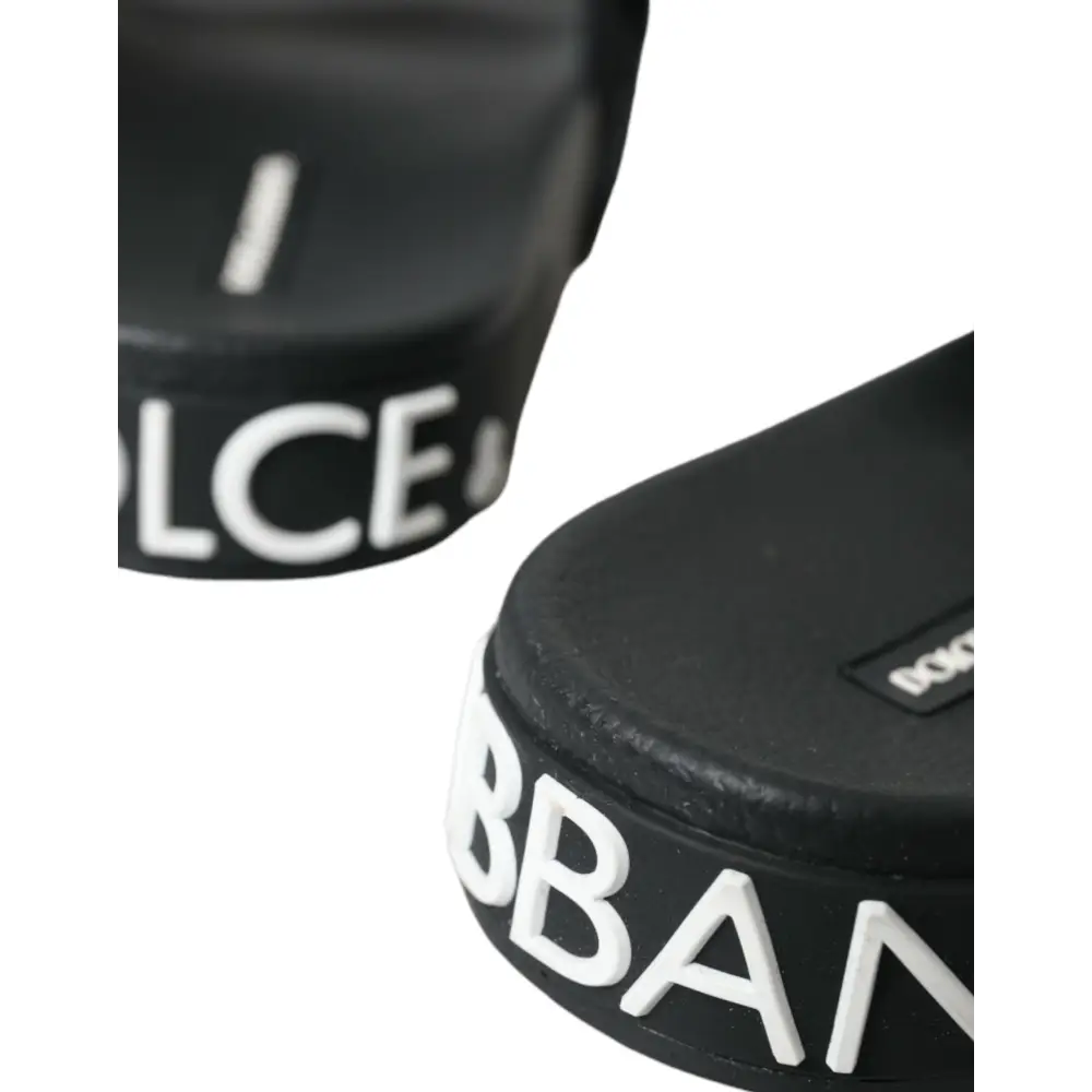 Dolce & Gabbana Schwarze Neopren Slides Flats Beachwear Schuhe - EU35/US4.5
