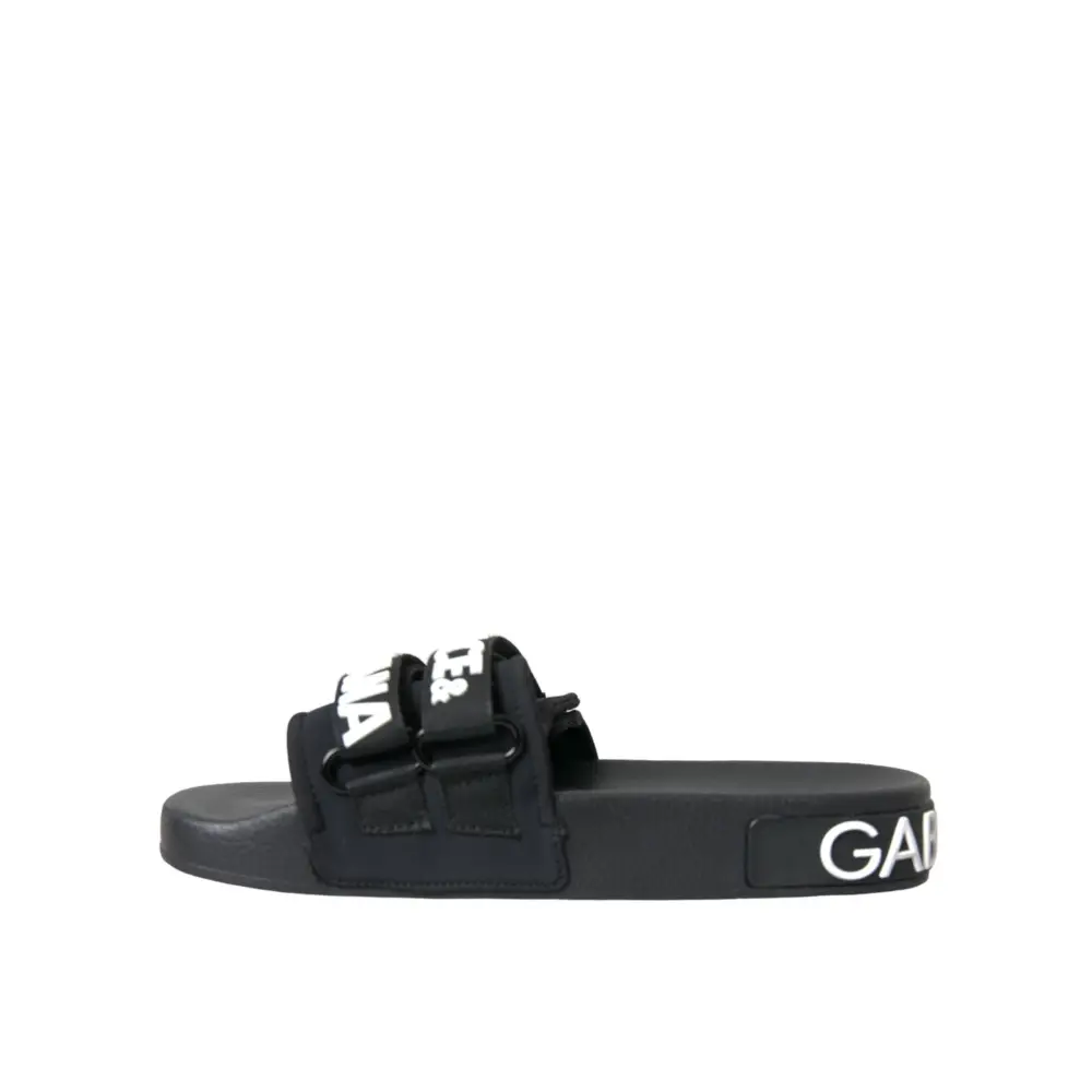 Dolce & Gabbana Schwarze Neopren Slides Flats Beachwear Schuhe - EU35/US4.5