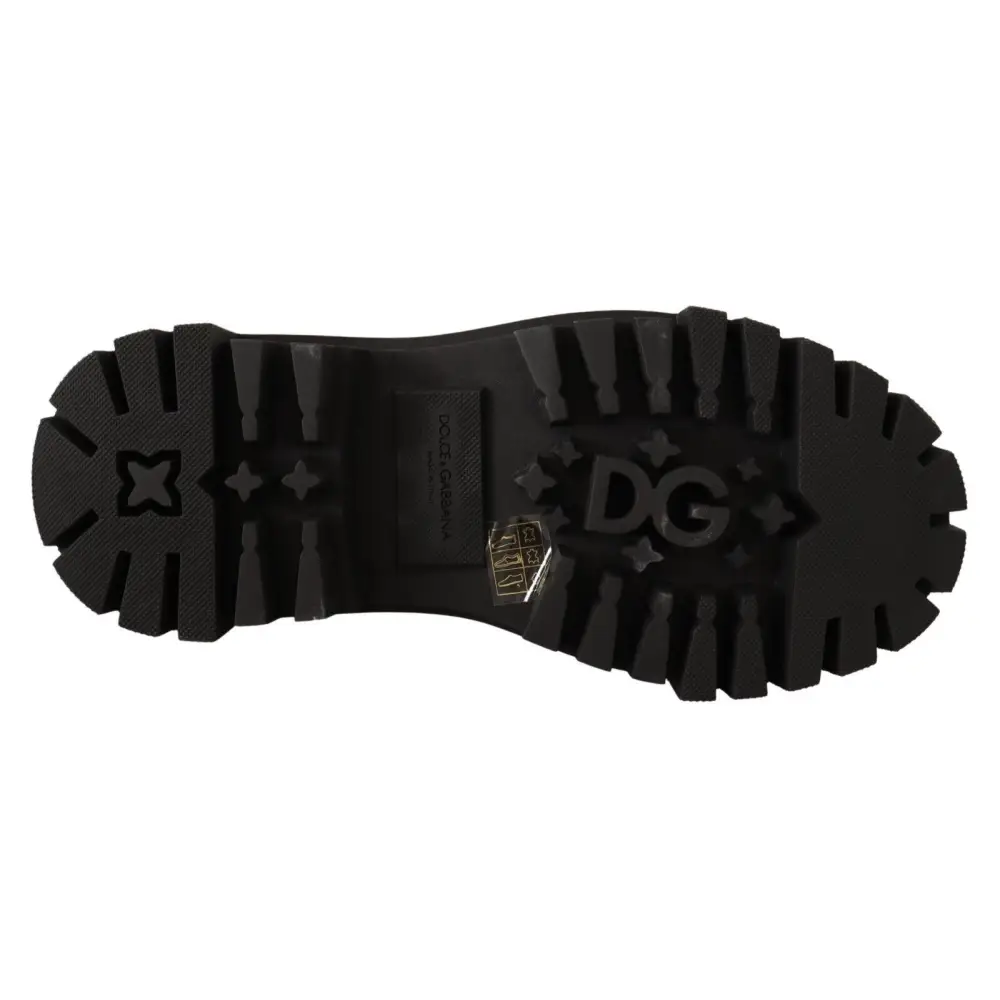 Dolce & Gabbana Schwarze Nietenstiefel aus Leder