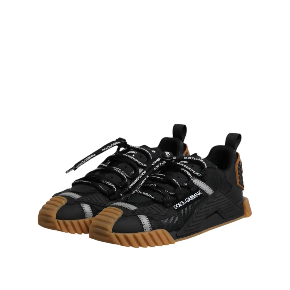 Dolce & Gabbana Schwarze NS1 Low-Top-Sneaker mit Logo-Schnürung