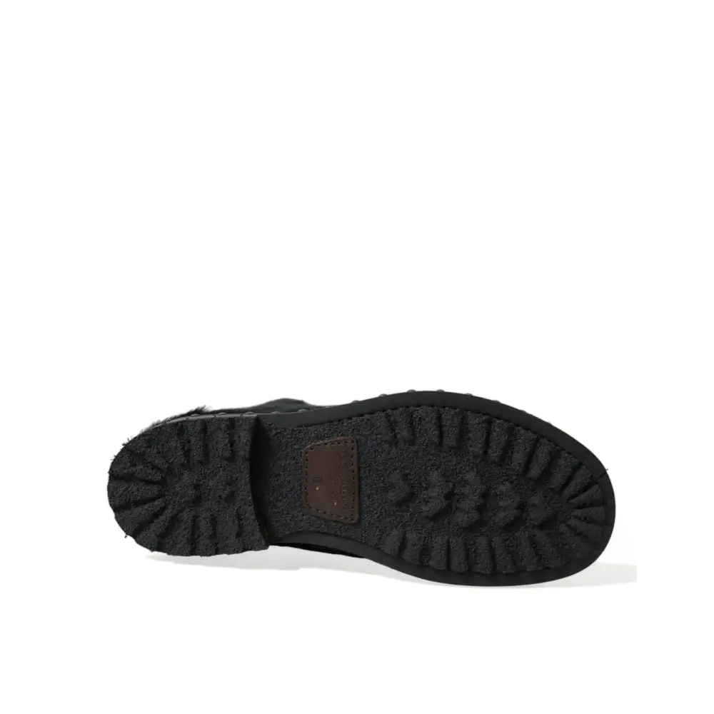 Dolce & Gabbana Schwarze Pony Style Leder Mid Calf Stiefel Schuhe - EU40/US7