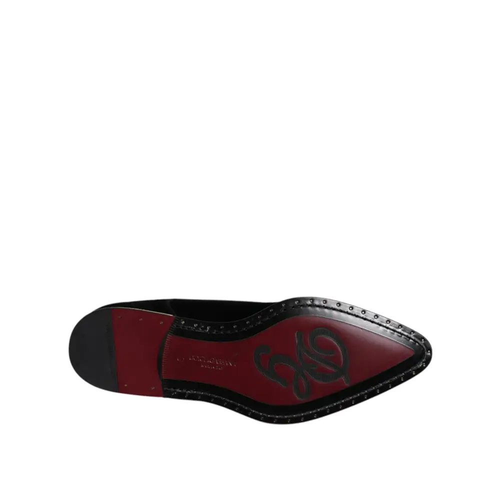 Dolce & Gabbana Schwarze Samt-Baumwoll-Spitzen-Derby-Schuhe - EU43/US10