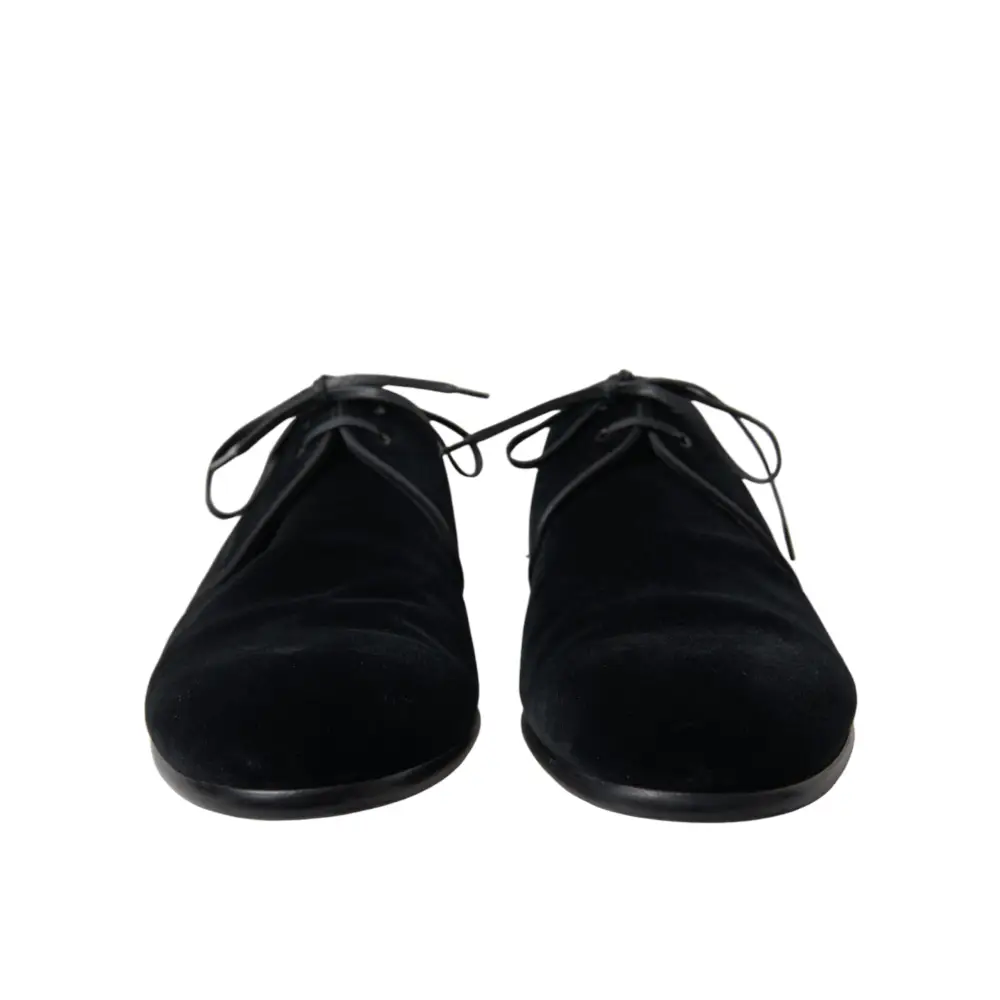Dolce & Gabbana Schwarze Samtschnürer für formelle Derby-Schuhe - EU44/US11