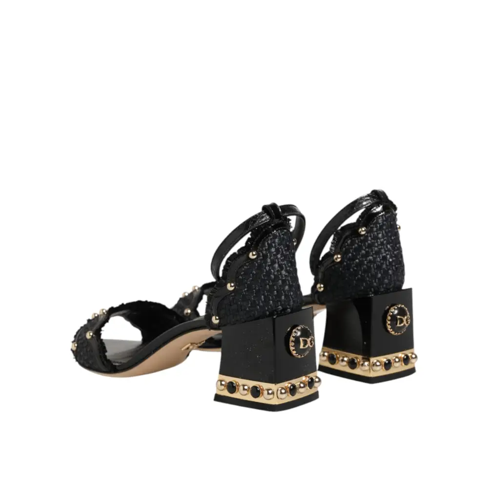 Dolce & Gabbana Schwarze Sandalen mit Nieten und Knöchelriemen - EU36/US5.5