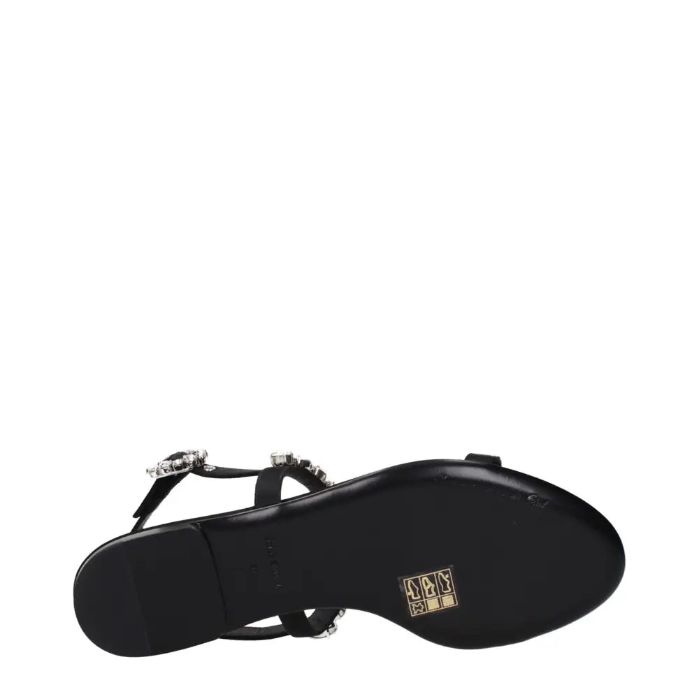 Dolce & Gabbana Schwarze Satin-Flachsandalen