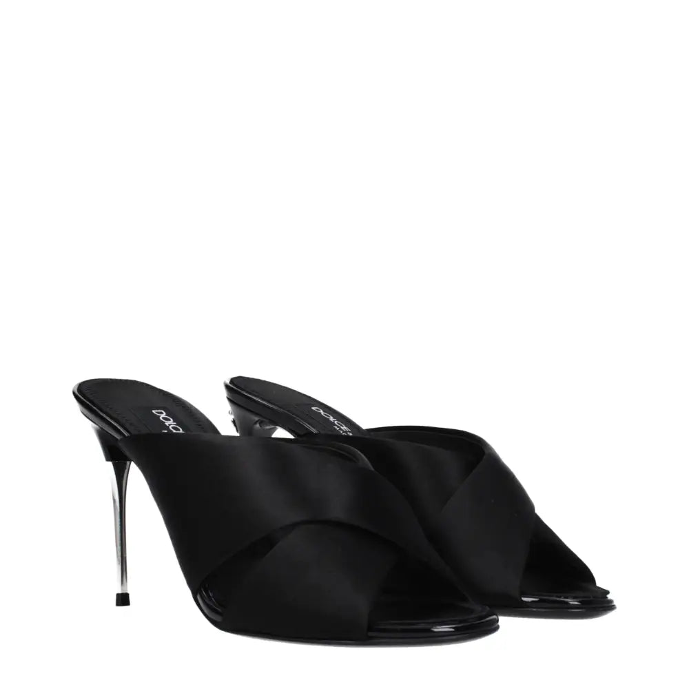 Dolce & Gabbana Schwarze Satin-Stilettosandalen