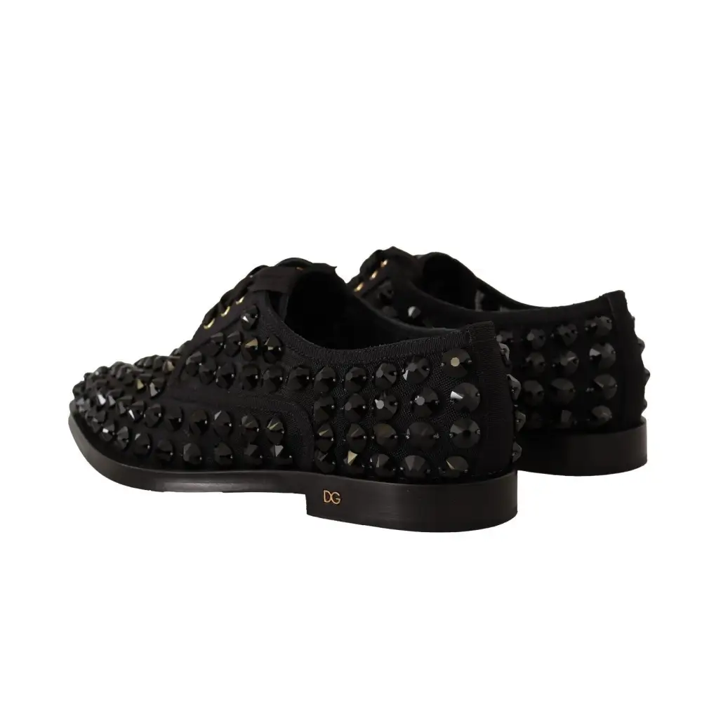 Dolce & Gabbana Schwarze Schnürschuhe mit Nieten Formal Flats Schuhe - EU39/US8.5