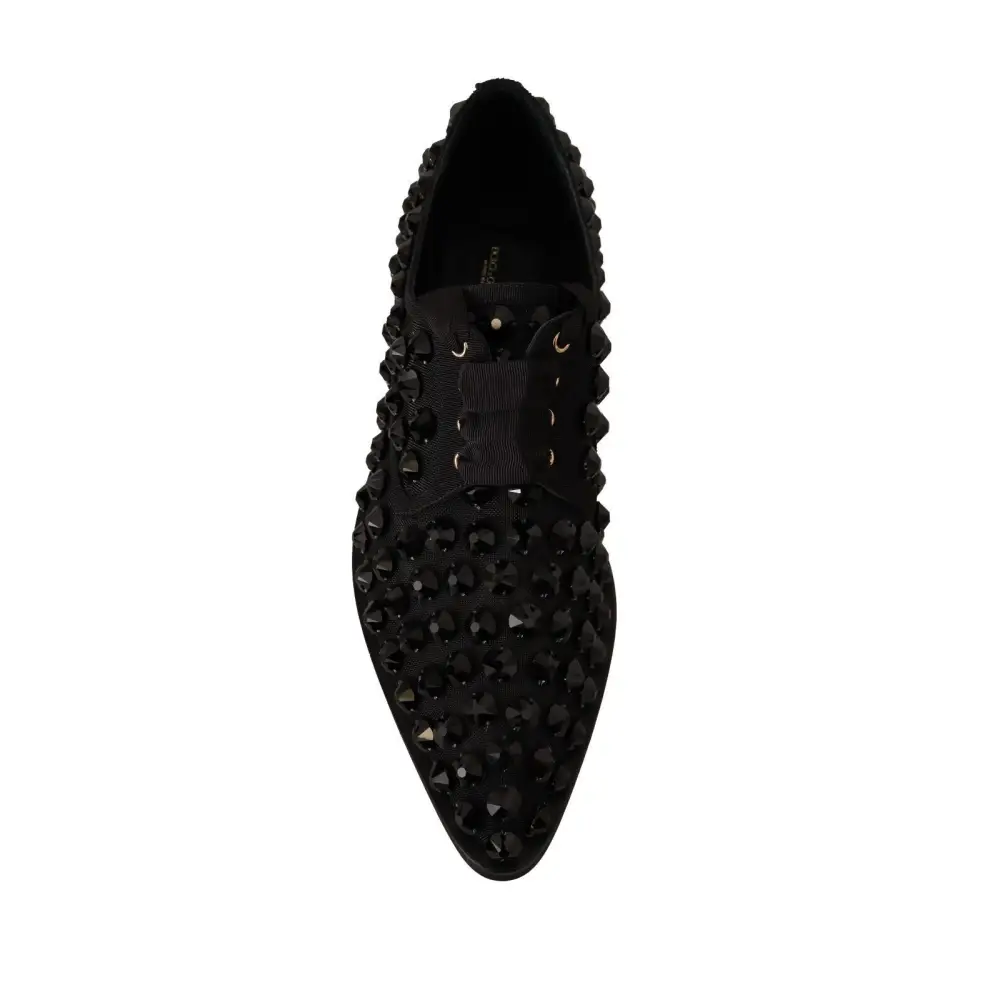 Dolce & Gabbana Schwarze Schnürschuhe mit Nieten Formal Flats Schuhe - EU39/US8.5