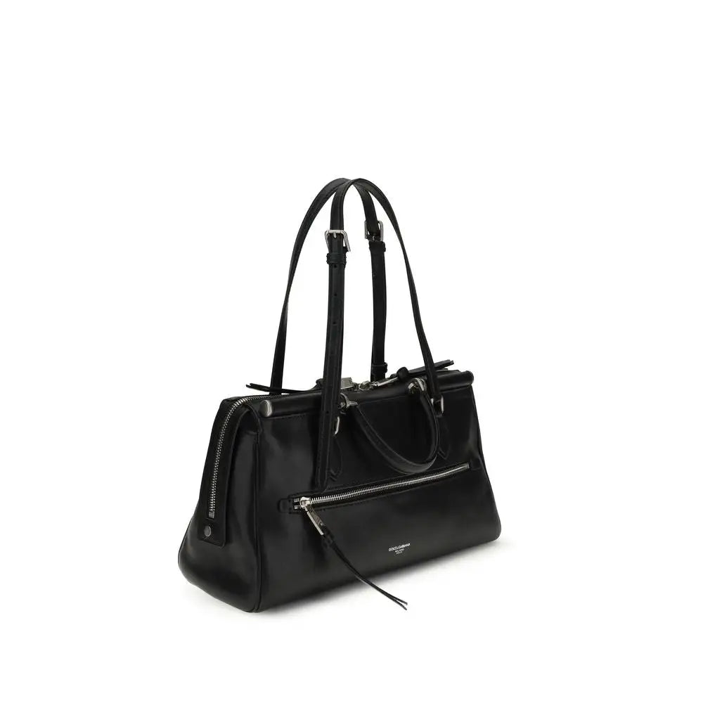 Dolce & Gabbana Schwarze Schultertasche aus Kalbsleder Bos Taurus
