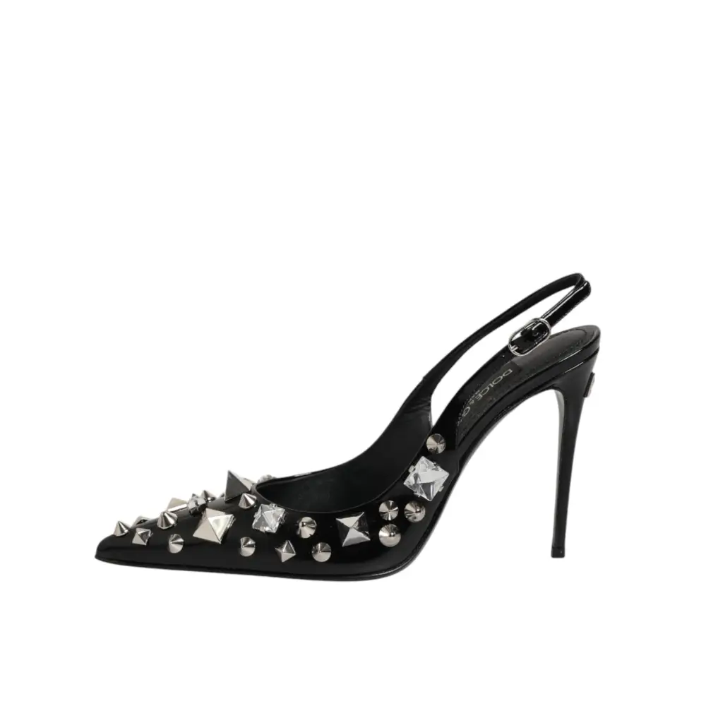 Dolce & Gabbana Schwarze Slingback-Pumps mit Nieten und Leder