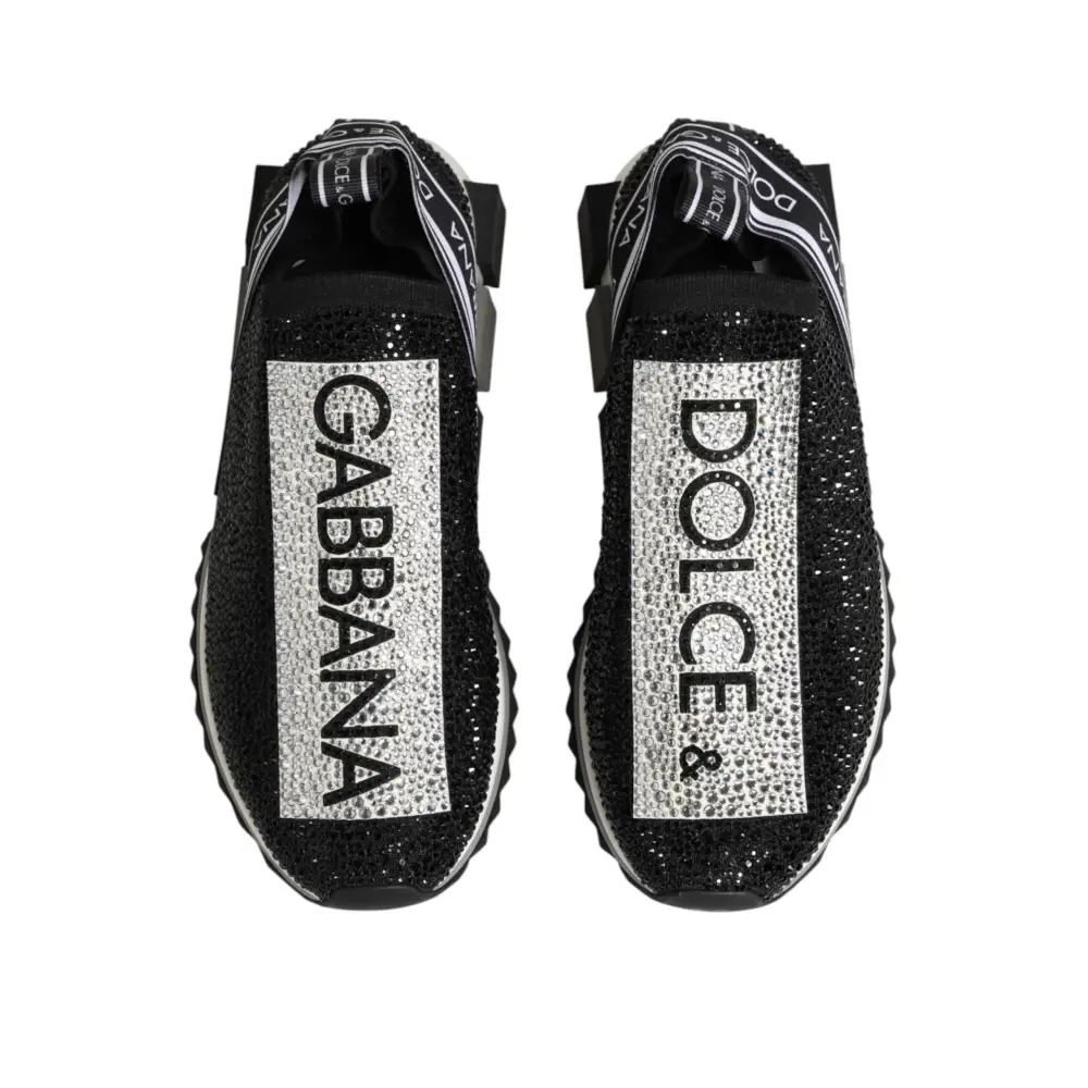 Dolce & Gabbana Schwarze Slip-On-Sneaker Sorrento mit Silberakzenten - EU36.5/US6