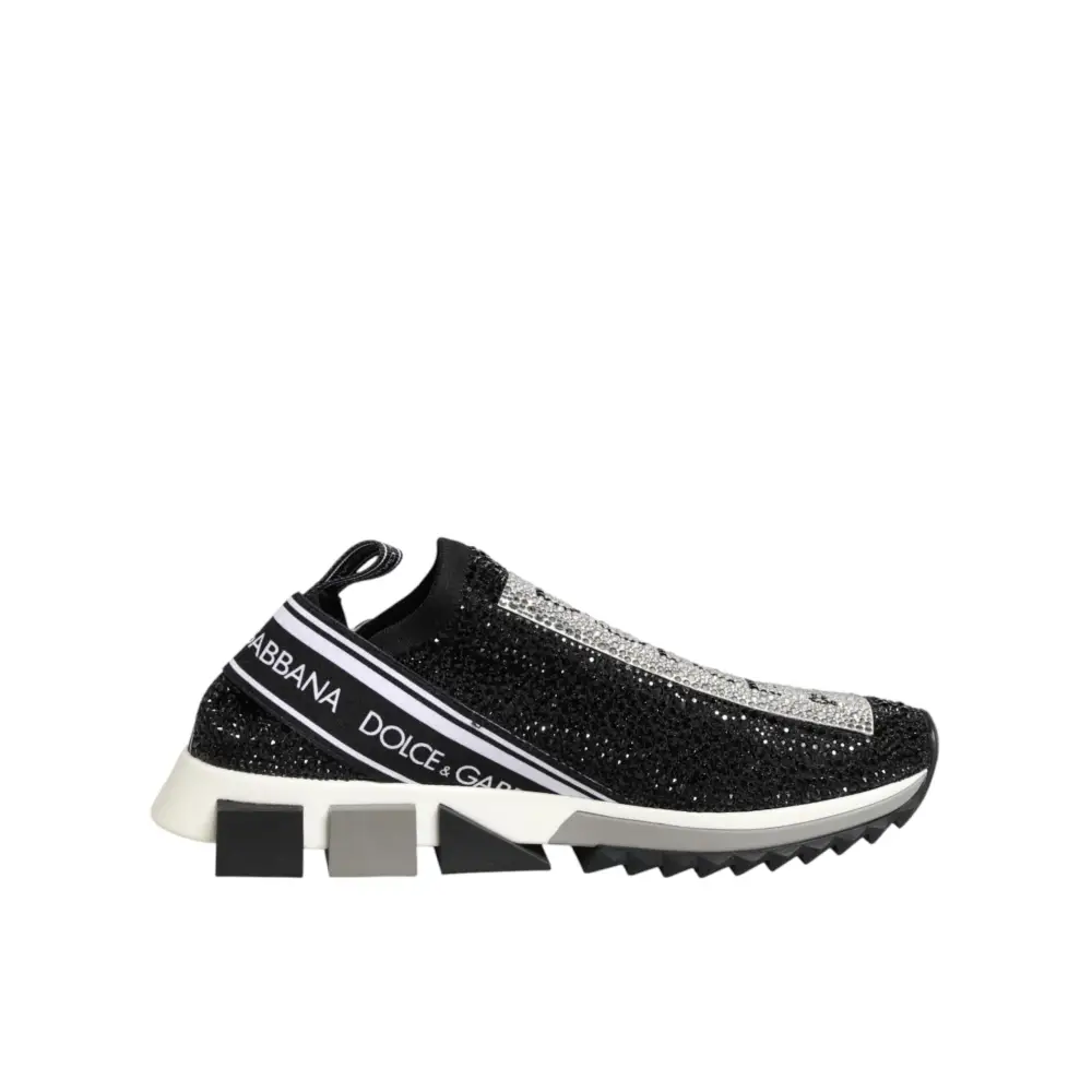 Dolce & Gabbana Schwarze Slip-On-Sneaker Sorrento mit Silberakzenten - EU36.5/US6