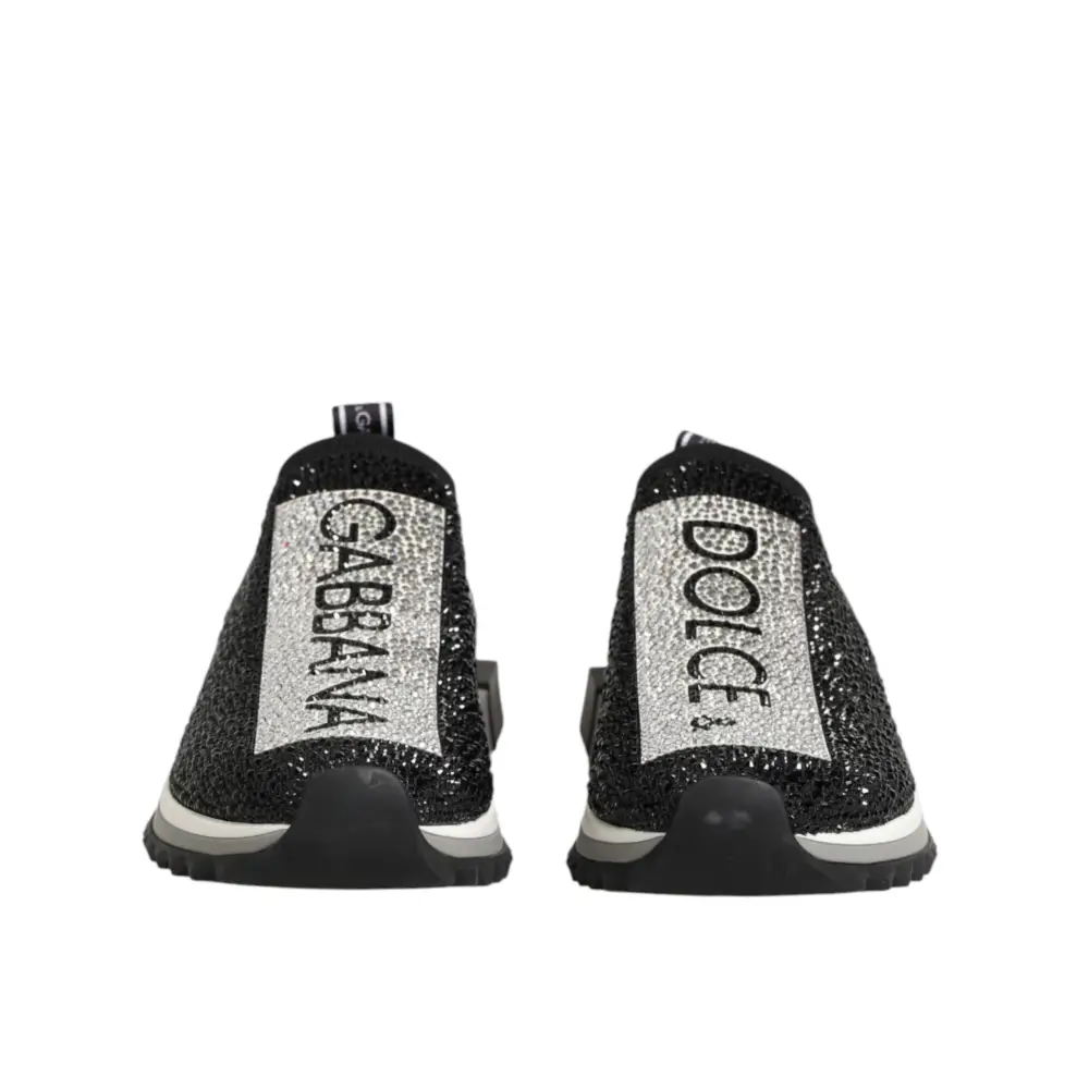 Dolce & Gabbana Schwarze Slip-On-Sneaker Sorrento mit Silberakzenten - EU36.5/US6