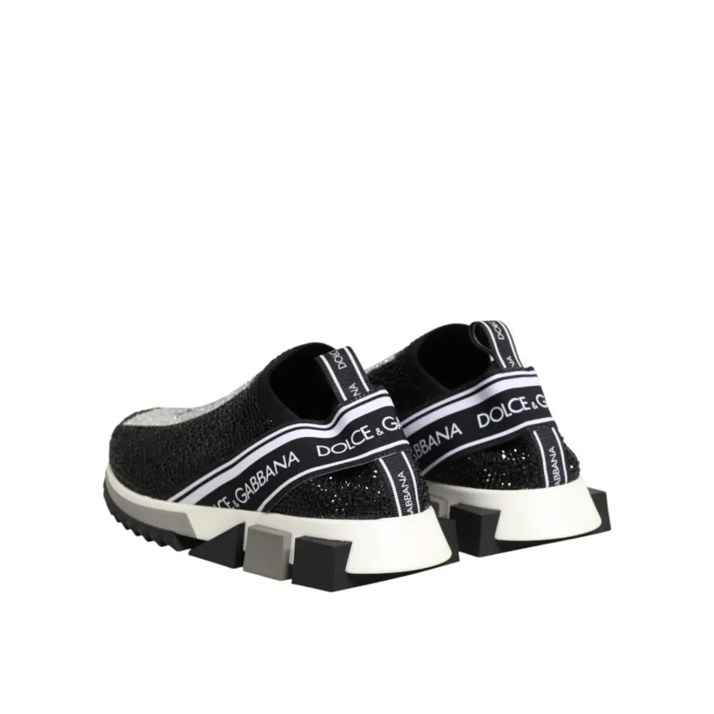 Dolce & Gabbana Schwarze Slip-On-Sneaker Sorrento mit Silberakzenten - EU36.5/US6