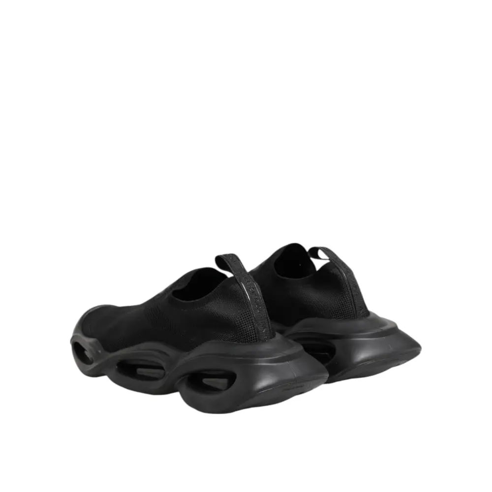 Dolce & Gabbana Schwarze Slip-On Wave Low-Top Sneaker Schuhe