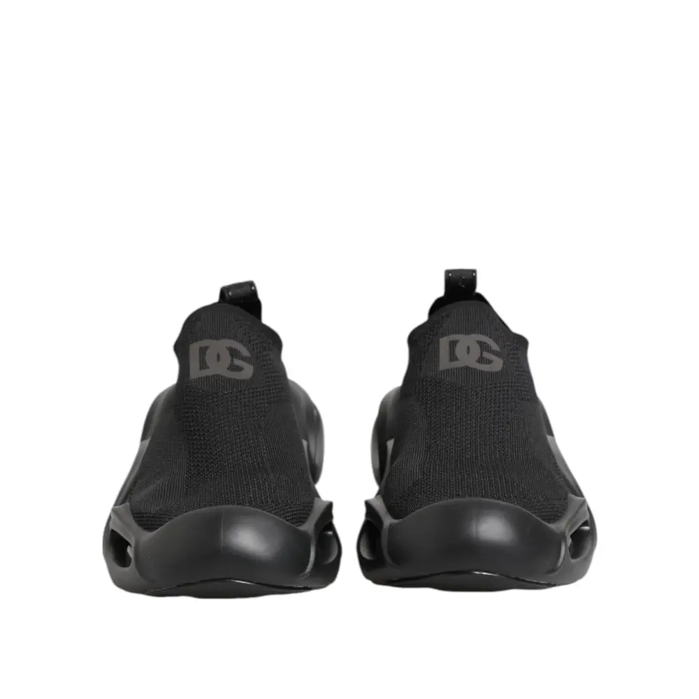 Dolce & Gabbana Schwarze Slip-On Wave Low-Top Sneaker Schuhe