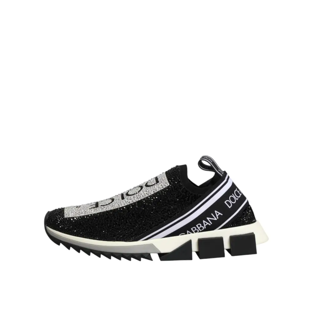 Dolce & Gabbana Schwarze Sorrento Sneaker mit Strass-Details - EU42.5/US9.5