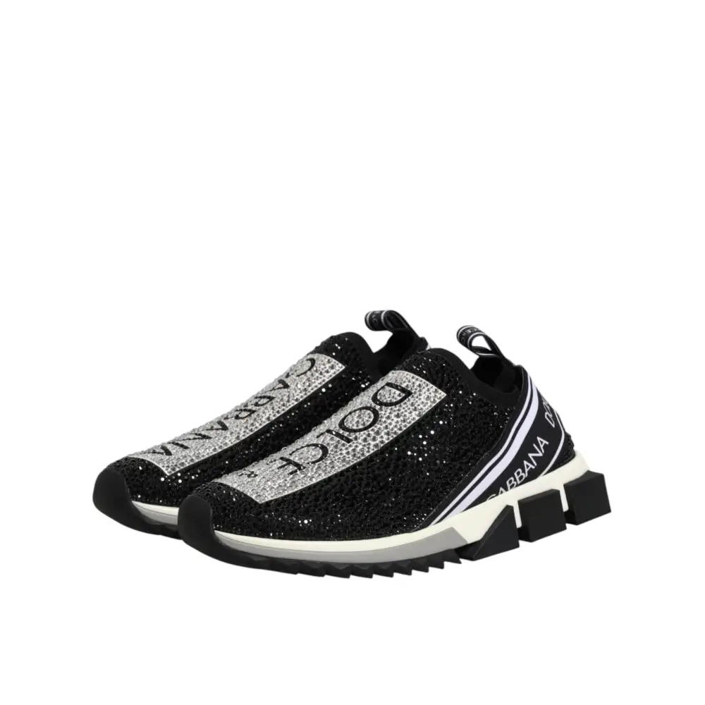 Dolce & Gabbana Schwarze Sorrento Sneaker mit Strass-Details - EU42.5/US9.5