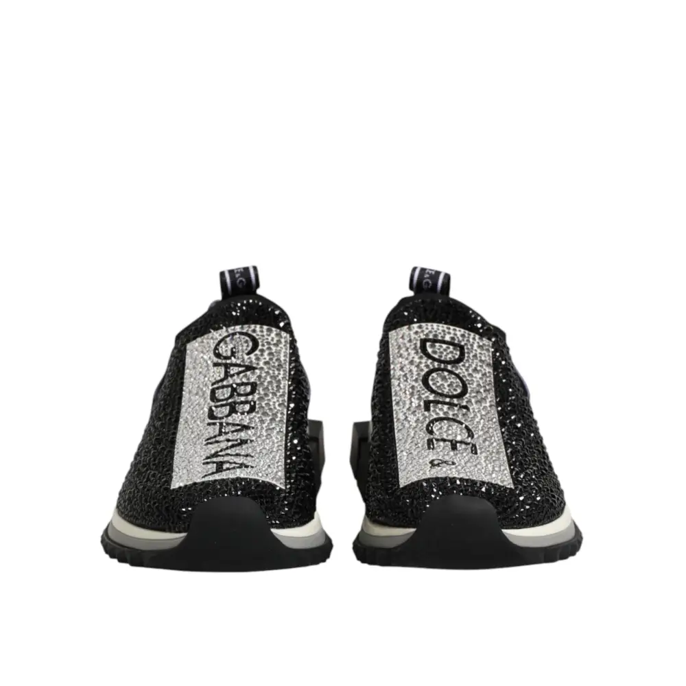 Dolce & Gabbana Schwarze Sorrento Sneaker mit Strass-Details - EU42.5/US9.5