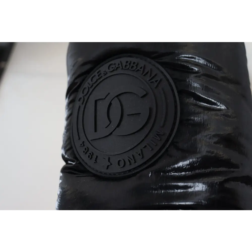 Dolce & Gabbana Schwarze Stiefel Gepolsterte Mittlere Wade Winterschuhe - EU44/US11