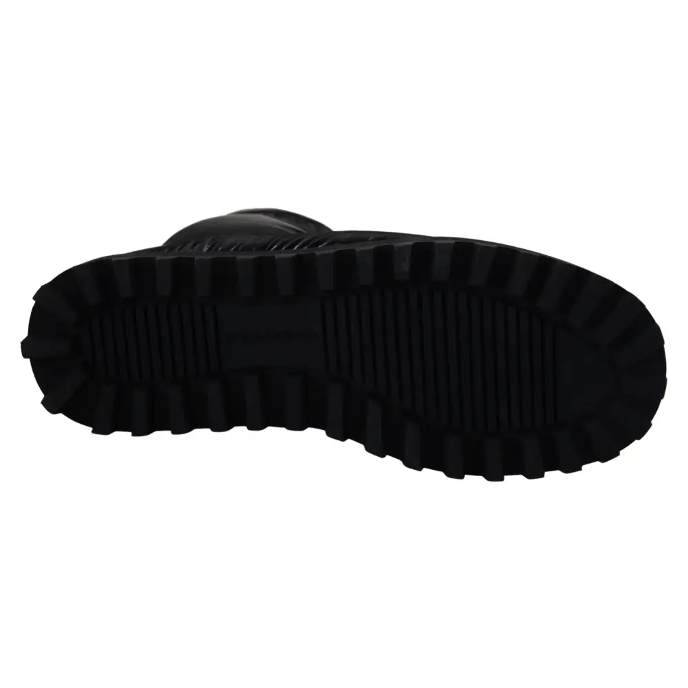 Dolce & Gabbana Schwarze Stiefel Gepolsterte Mittlere Wade Winterschuhe - EU44/US11