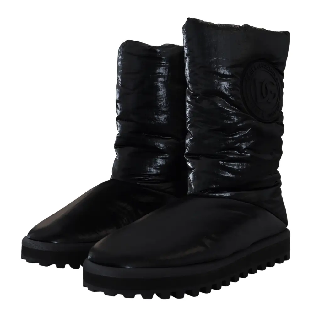 Dolce & Gabbana Schwarze Stiefel Gepolsterte Mittlere Wade Winterschuhe - EU44/US11