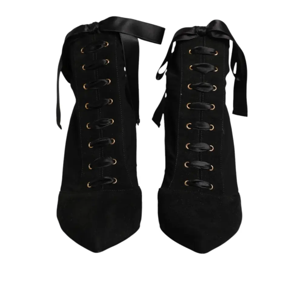 Dolce & Gabbana Schwarze Stiletto-High-Heels mit Schnürung - EU37/US6.5