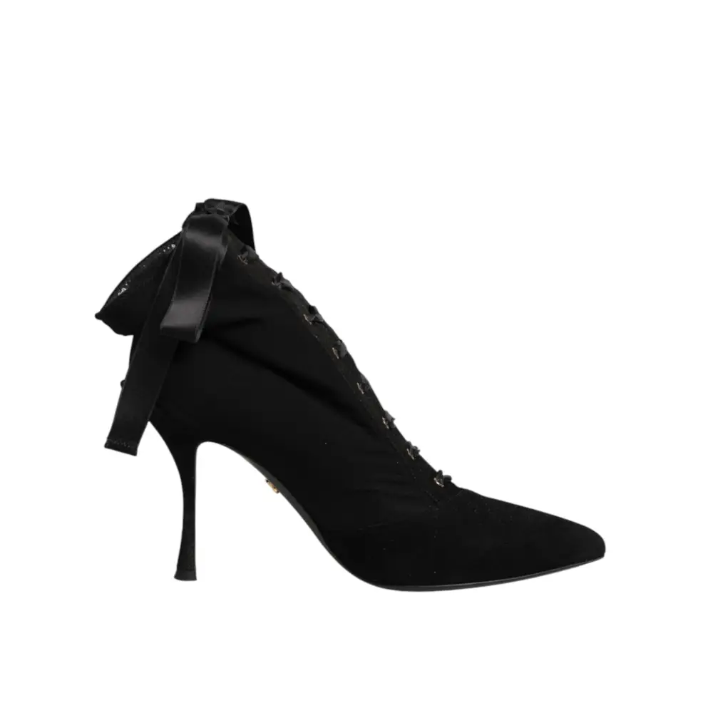 Dolce & Gabbana Schwarze Stiletto-High-Heels mit Schnürung - EU37/US6.5