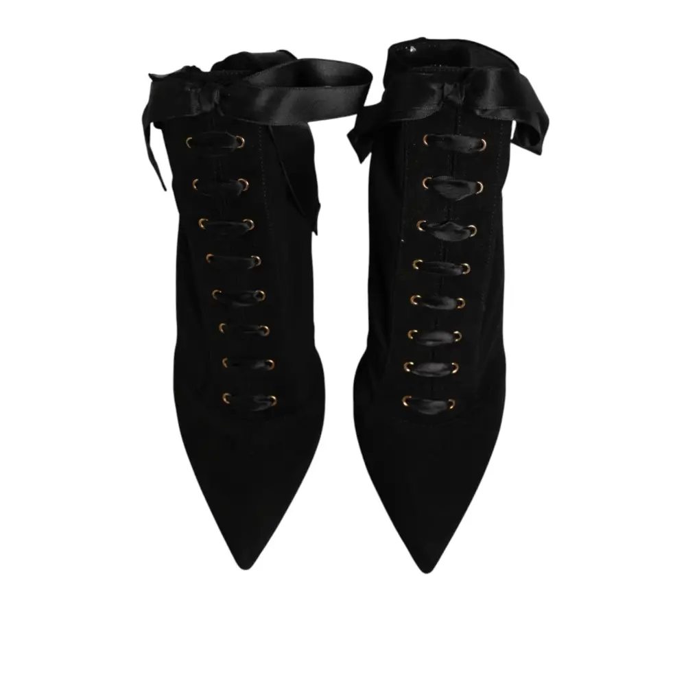 Dolce & Gabbana Schwarze Stiletto-High-Heels mit Schnürung - EU37/US6.5