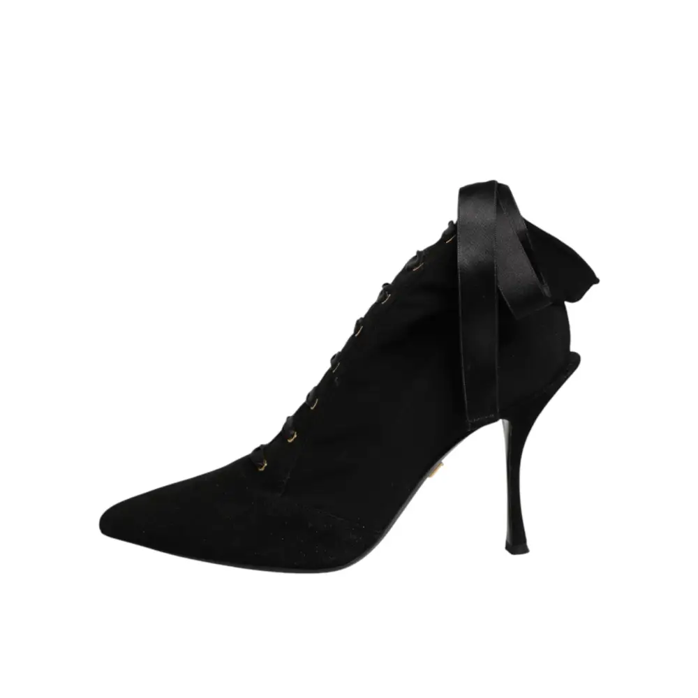 Dolce & Gabbana Schwarze Stiletto-High-Heels mit Schnürung - EU37/US6.5