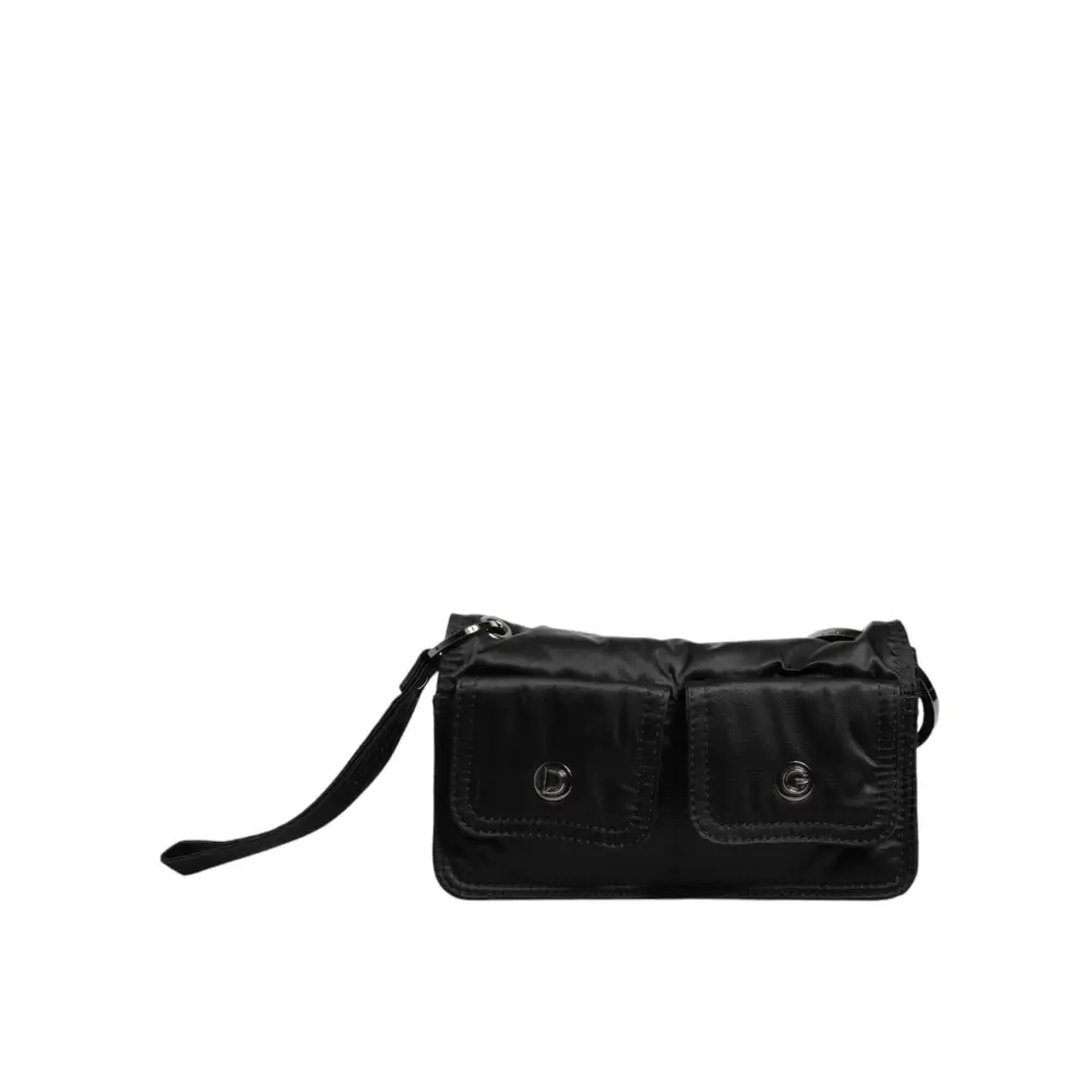 Dolce & Gabbana Schwarze Stoff Logo Two Way Clutch Crossbody Tasche