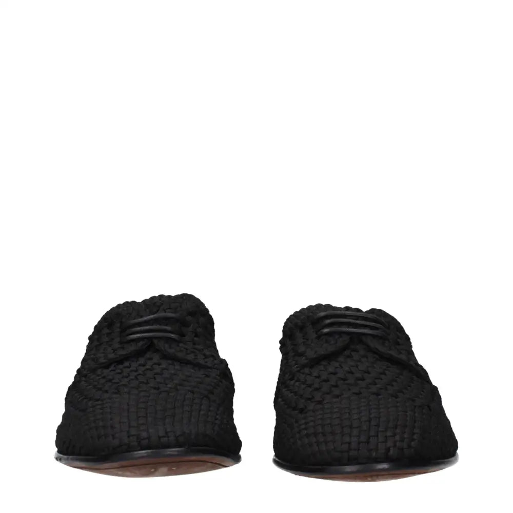Dolce & Gabbana Schwarze Stoff-Schnürschuhe und -Derby-Schuhe