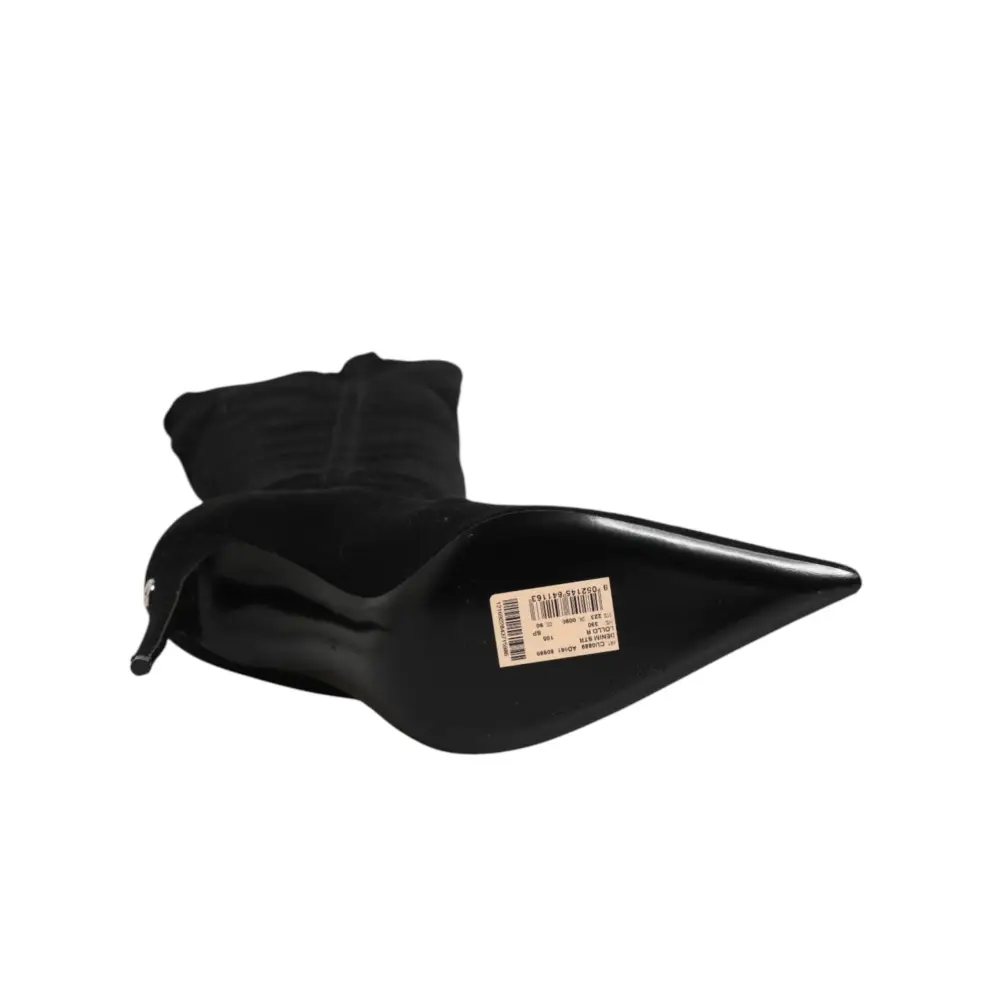 Dolce & Gabbana Schwarze Stretch-Stiefel aus Baumwolle mit hohem Absatz - EU39/US8.5