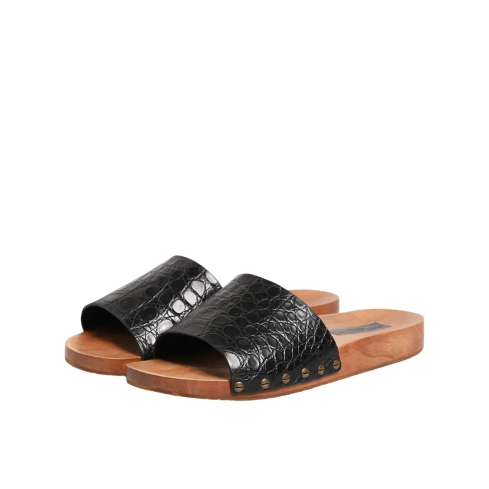 Dolce & Gabbana Schwarze und braune Ledersandalen - EU44/US11