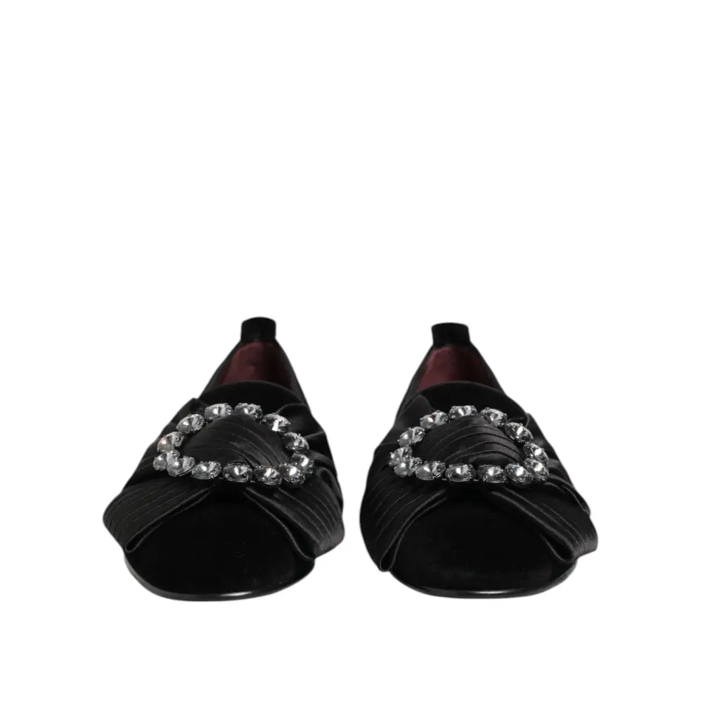 Dolce & Gabbana Schwarze VATICANO Crystal Ribbon Slip On Schuhe