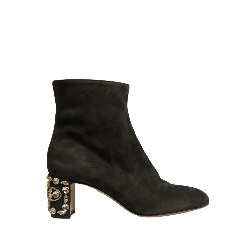 Dolce & Gabbana Schwarze verschönerte Absatzstiefel Schuhe - EU39/US8.5