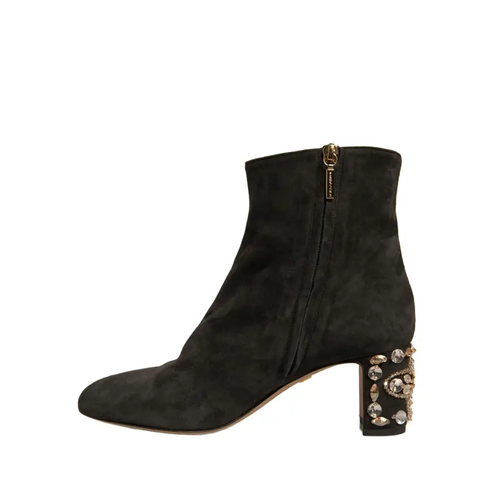 Dolce & Gabbana Schwarze verschönerte Absatzstiefel Schuhe - EU39/US8.5