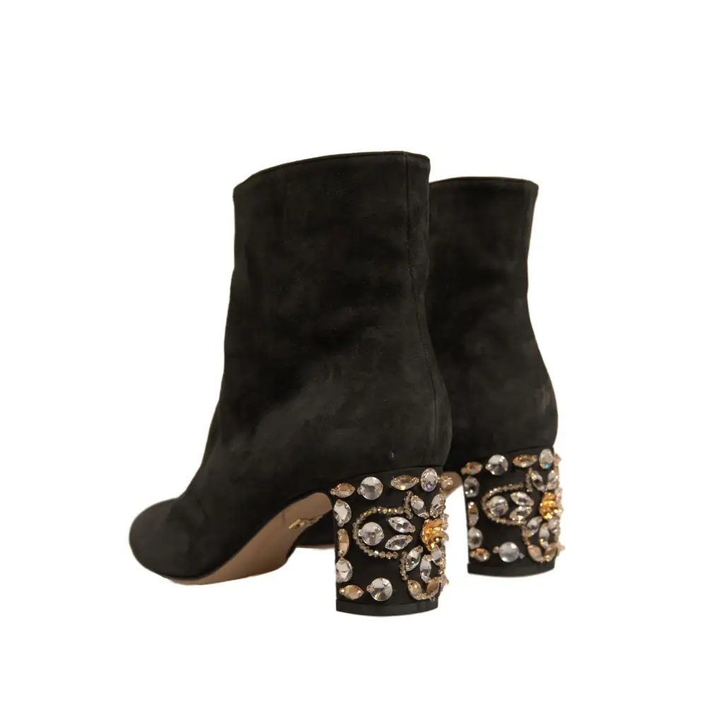 Dolce & Gabbana Schwarze verschönerte Absatzstiefel Schuhe - EU39/US8.5