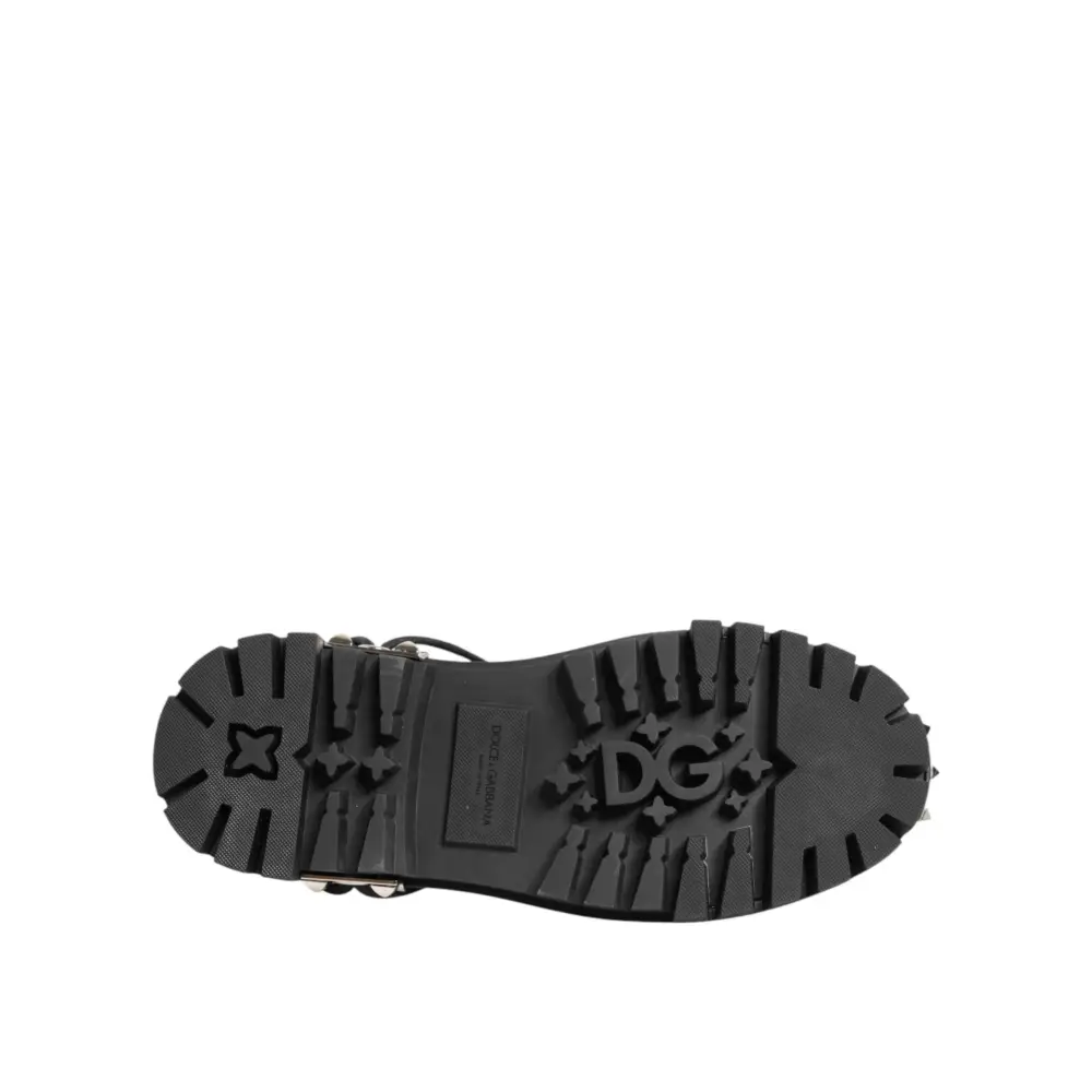 Dolce & Gabbana Schwarze-Weiße Herren-Derby-Schuhe mit Nieten - EU44/US11