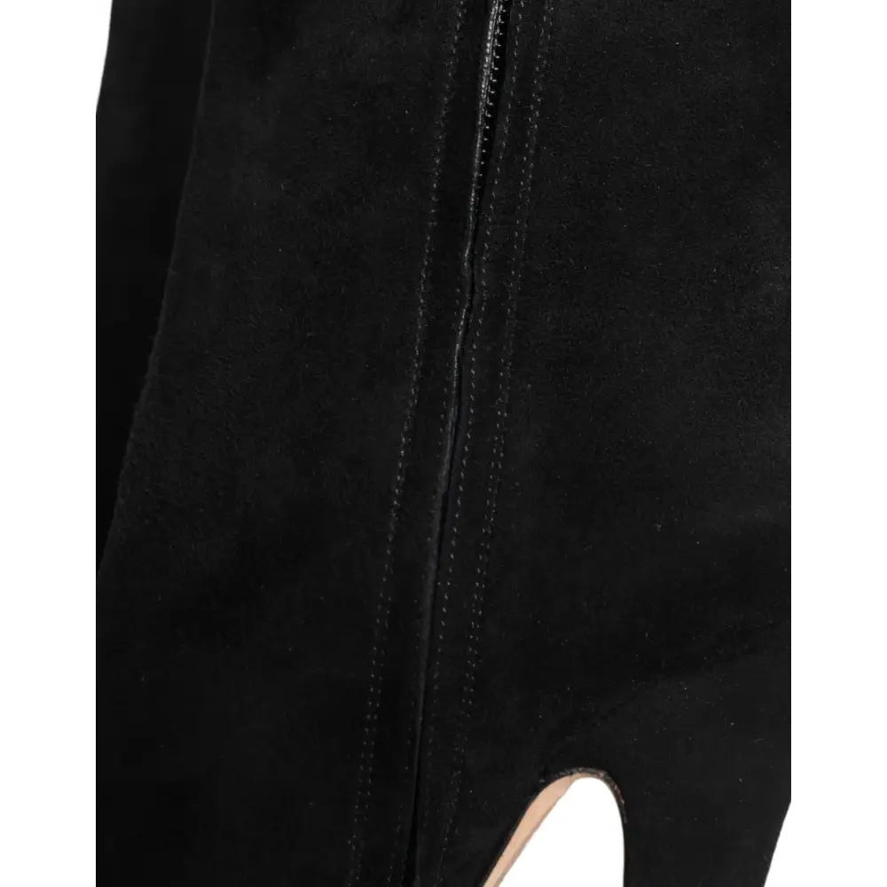 Dolce & Gabbana Schwarze Wildleder Mid Calf Stiefel Schuhe - EU36/US5.5