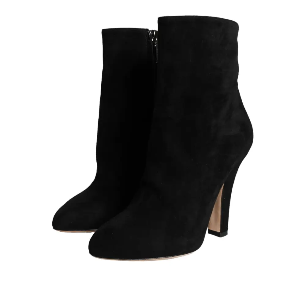 Dolce & Gabbana Schwarze Wildleder Mid Calf Stiefel Schuhe - EU36/US5.5