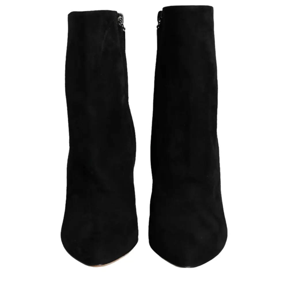 Dolce & Gabbana Schwarze Wildleder Mid Calf Stiefel Schuhe - EU36/US5.5
