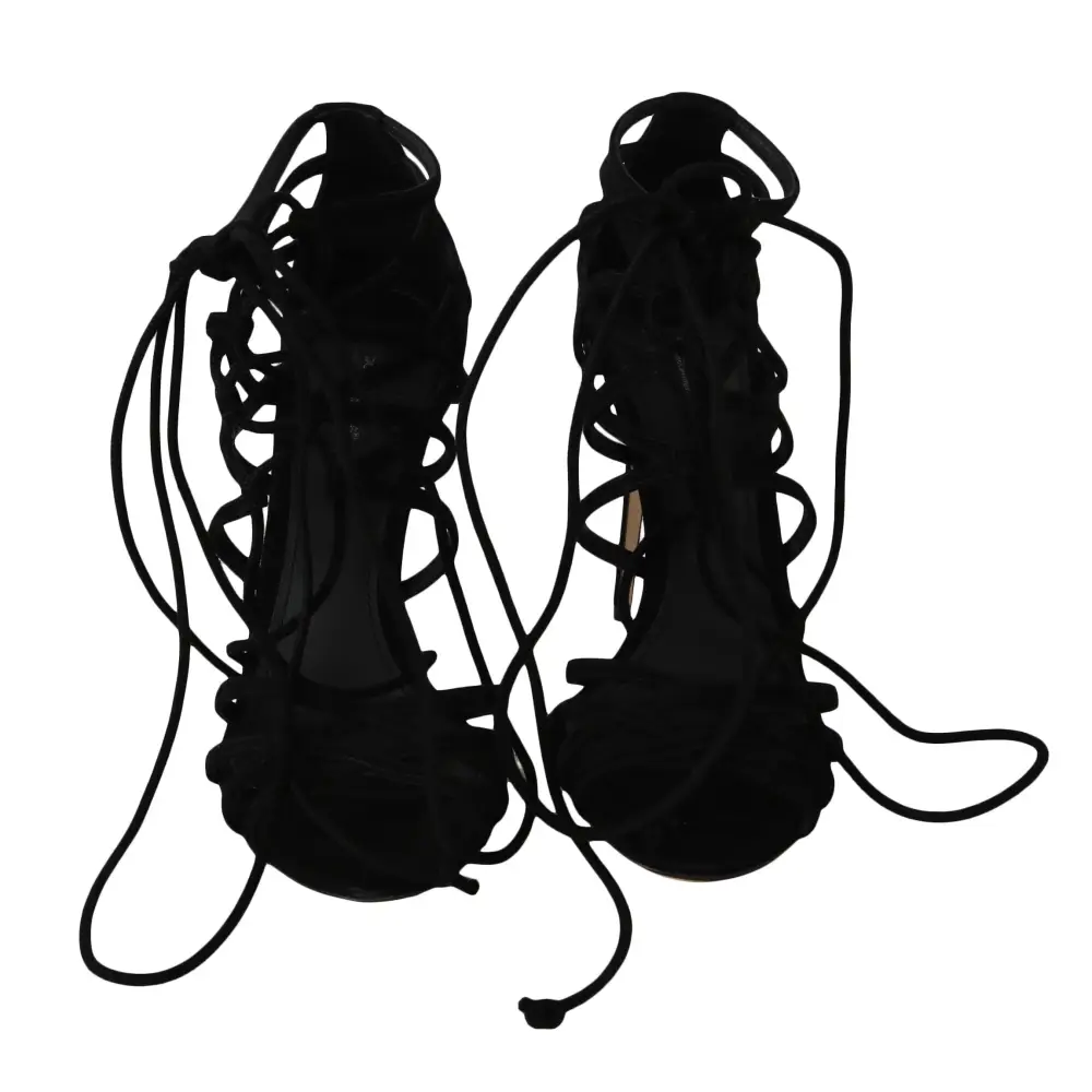 Dolce & Gabbana Schwarze Wildleder Riemen Stilettos Sandalen - EU36.5/US6