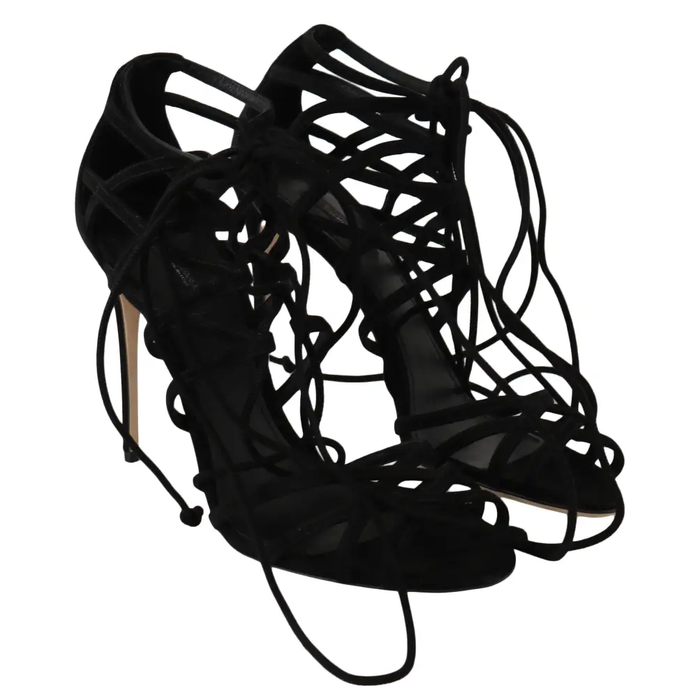 Dolce & Gabbana Schwarze Wildleder Riemen Stilettos Sandalen - EU36.5/US6