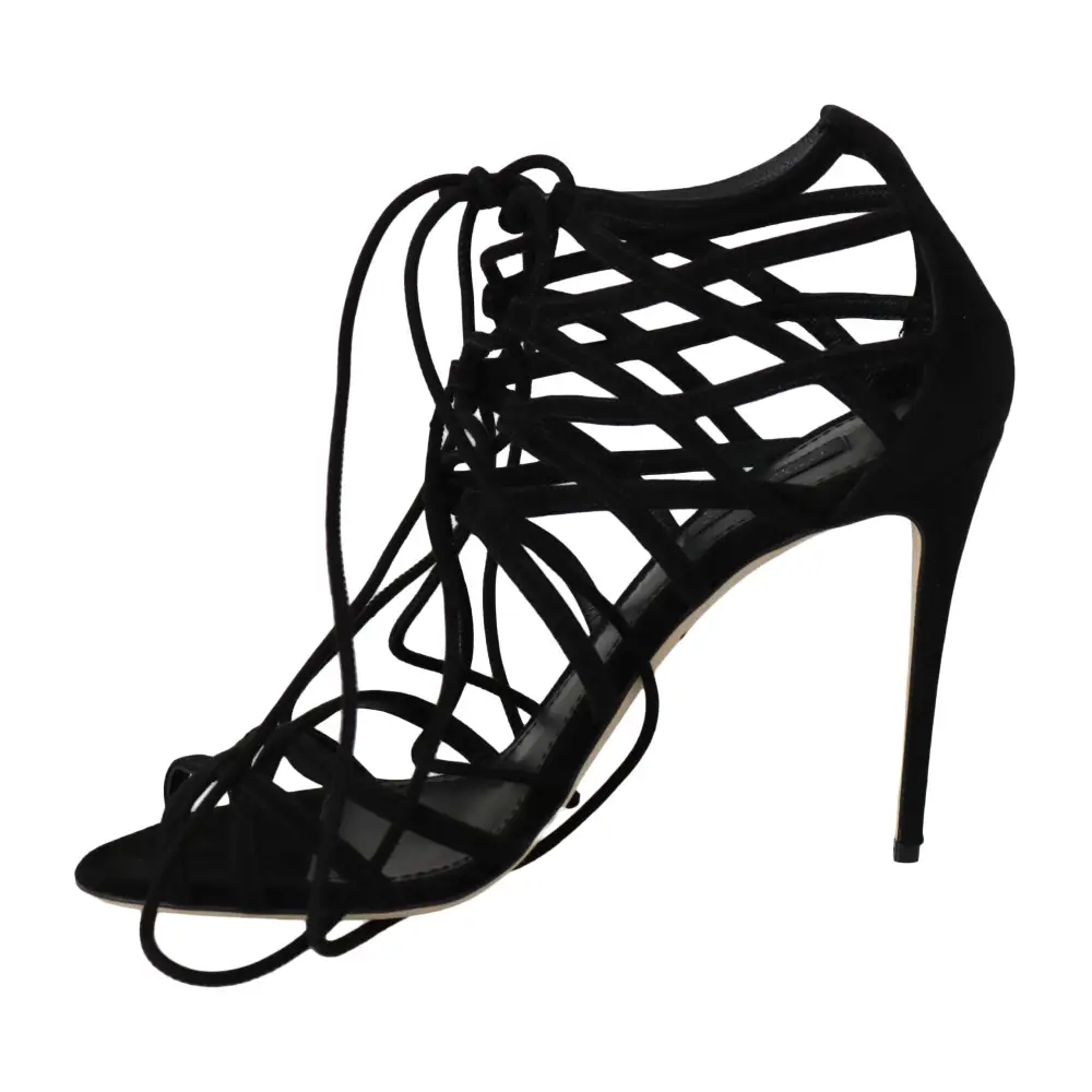 Dolce & Gabbana Schwarze Wildleder Riemen Stilettos Sandalen - EU36.5/US6