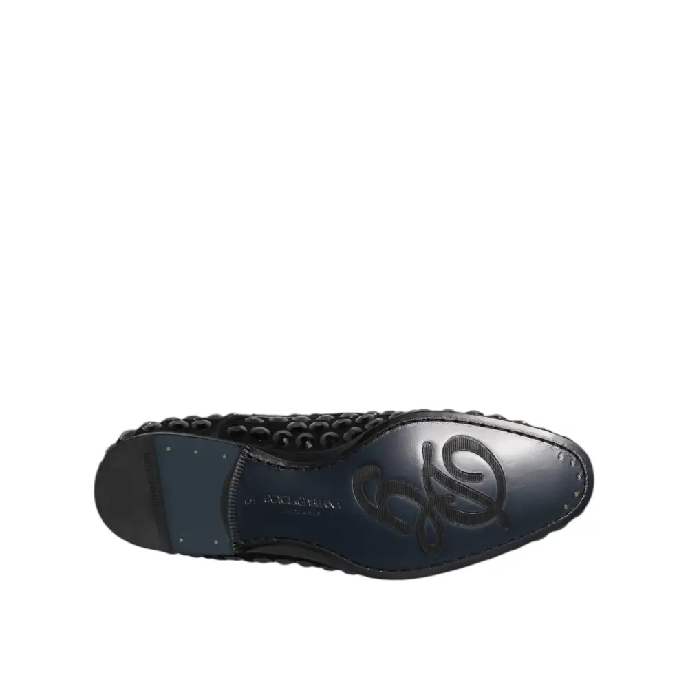 Dolce & Gabbana Schwarze Wildleder Strass Derby Formelle Schuhe